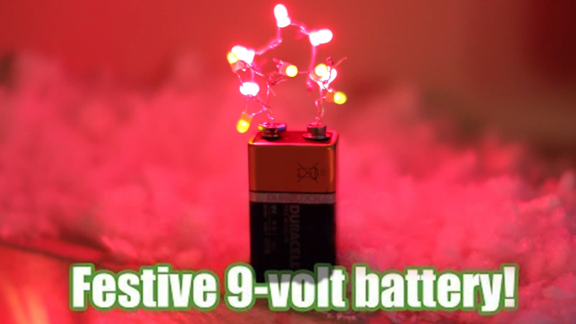 Festive 9-volt battery for your desk!